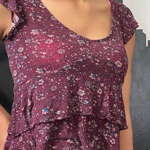 Maroon Aeropostale Ruffled Top